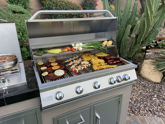 Outdoor Kitchen | KoKoMo-Teppanyaki | Griddle | Built In BBQ Grill with Side Burner | Storage Drawers - 7ft 6in