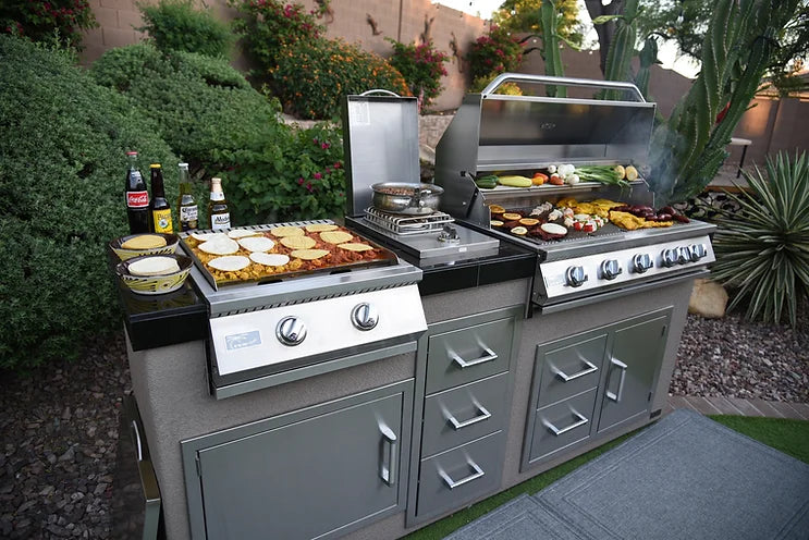 Outdoor Kitchen | KoKoMo-Teppanyaki | Griddle | Built In BBQ Grill with Side Burner | Storage Drawers - 7ft 6in