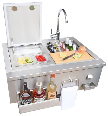 Kokomo - 30" Built-In Bartender Cocktail Station With Sink Bottle Opener and Ice Chest