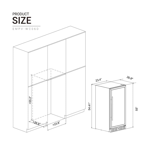 Empava -  WC06D 55" Tall Dual Zone 100 Bottle Wine Fridge